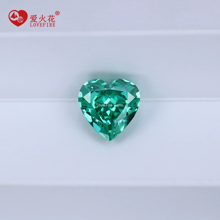 Loose Heart Gemstone Ice Crush Cut Paraiba green Cubic Zirconia Gem Stone