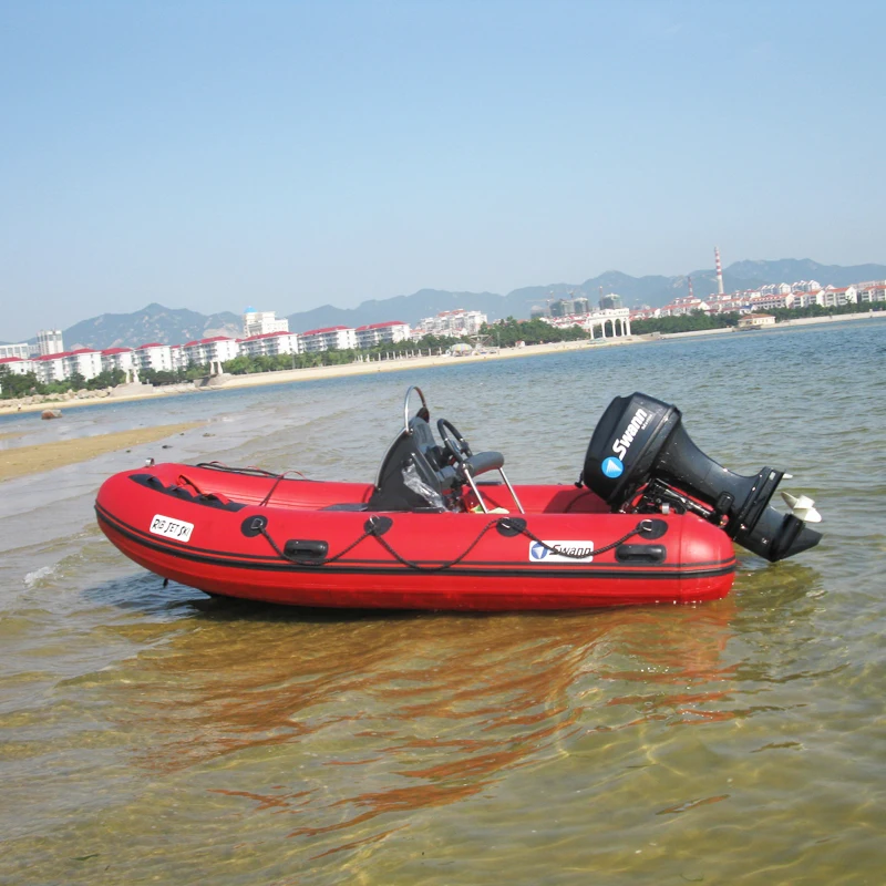 3.8M pvc hypalon Material fiberglass aluminum bottom inflatable rib boat with console motor speed fishing rescue boat