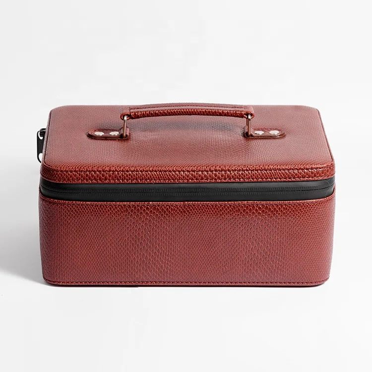 Multiple storage spaces Lock and cover Leather ziplock smell proof bag custom with handle