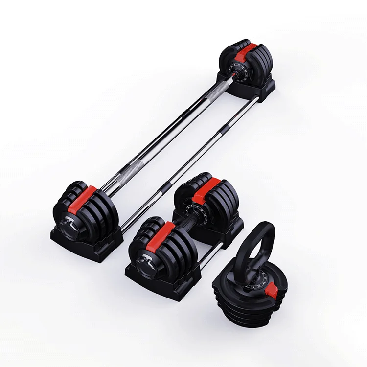 Factory Direct Gym Set Dumbbell Equipment Dumbbell Barbell Kettlebell 3 in 1 Set of Adjustable Dumbbells