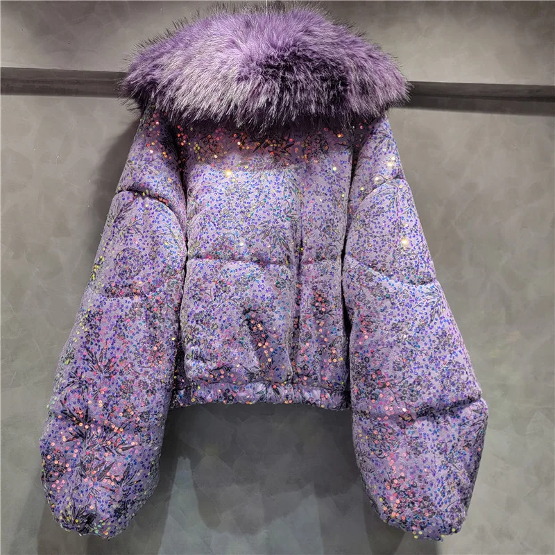 Bettergirl 2024 Winter New Light Luxury Fashion Glitter Thickened Warm Loose Bat Sleeve Eco friendly Fury Cotton Coat