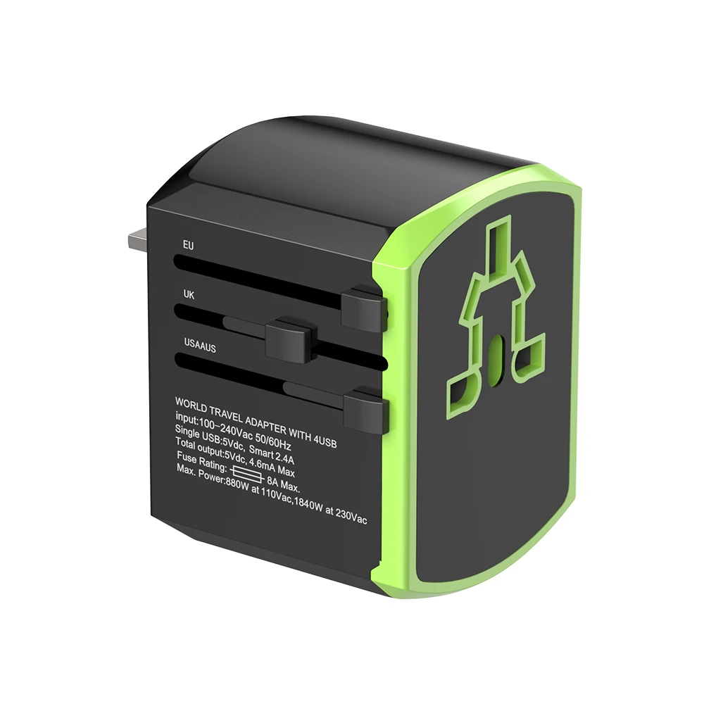 зарядное устройство для путешествий адаптер конвертер штекер US EU UK быстрое зарядное устройство Путешествия адаптер 4 USB