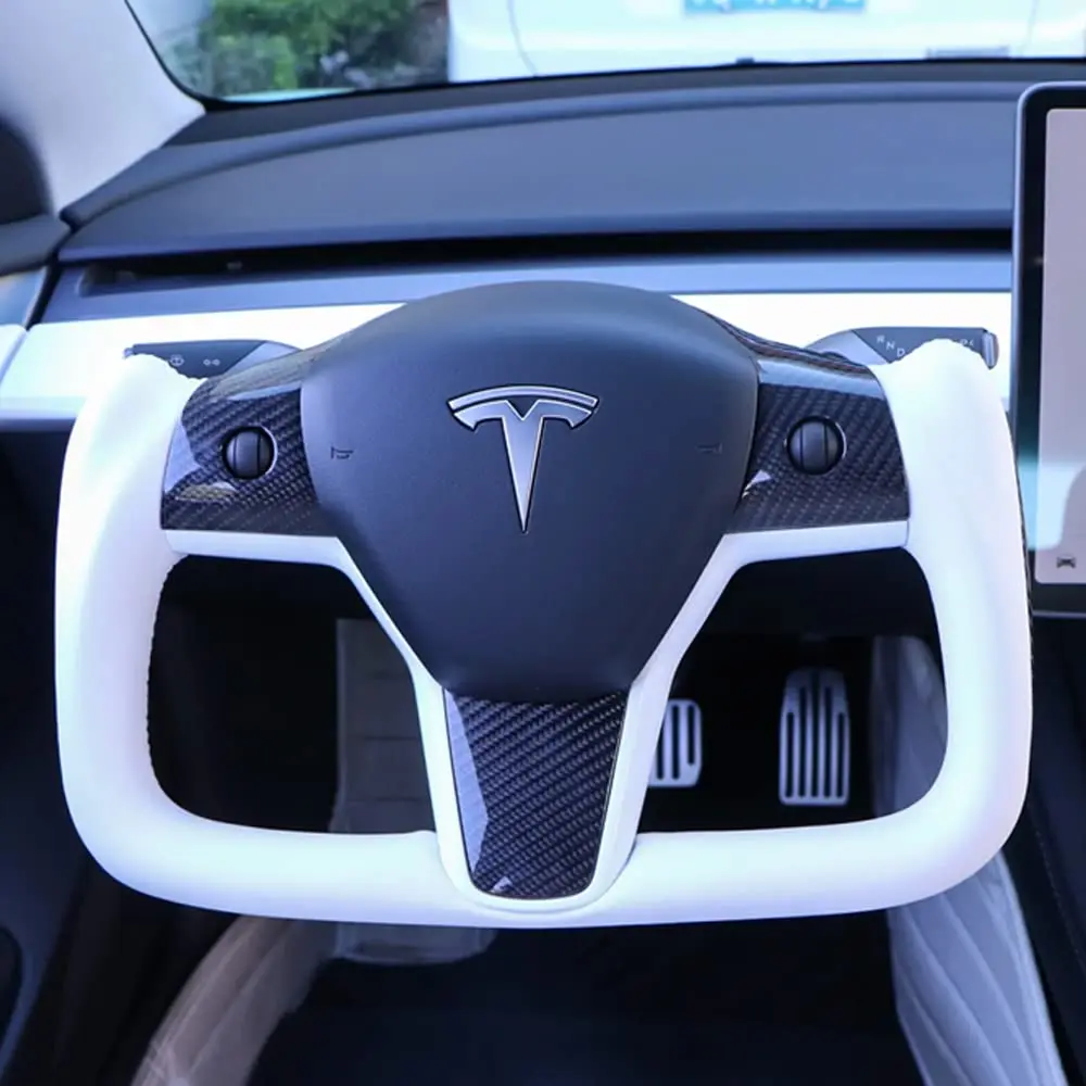 Customize tesla model x yoke Perforated Black Nappa leather tesla yoke steering wheel for Tesla Model 3 Y X S