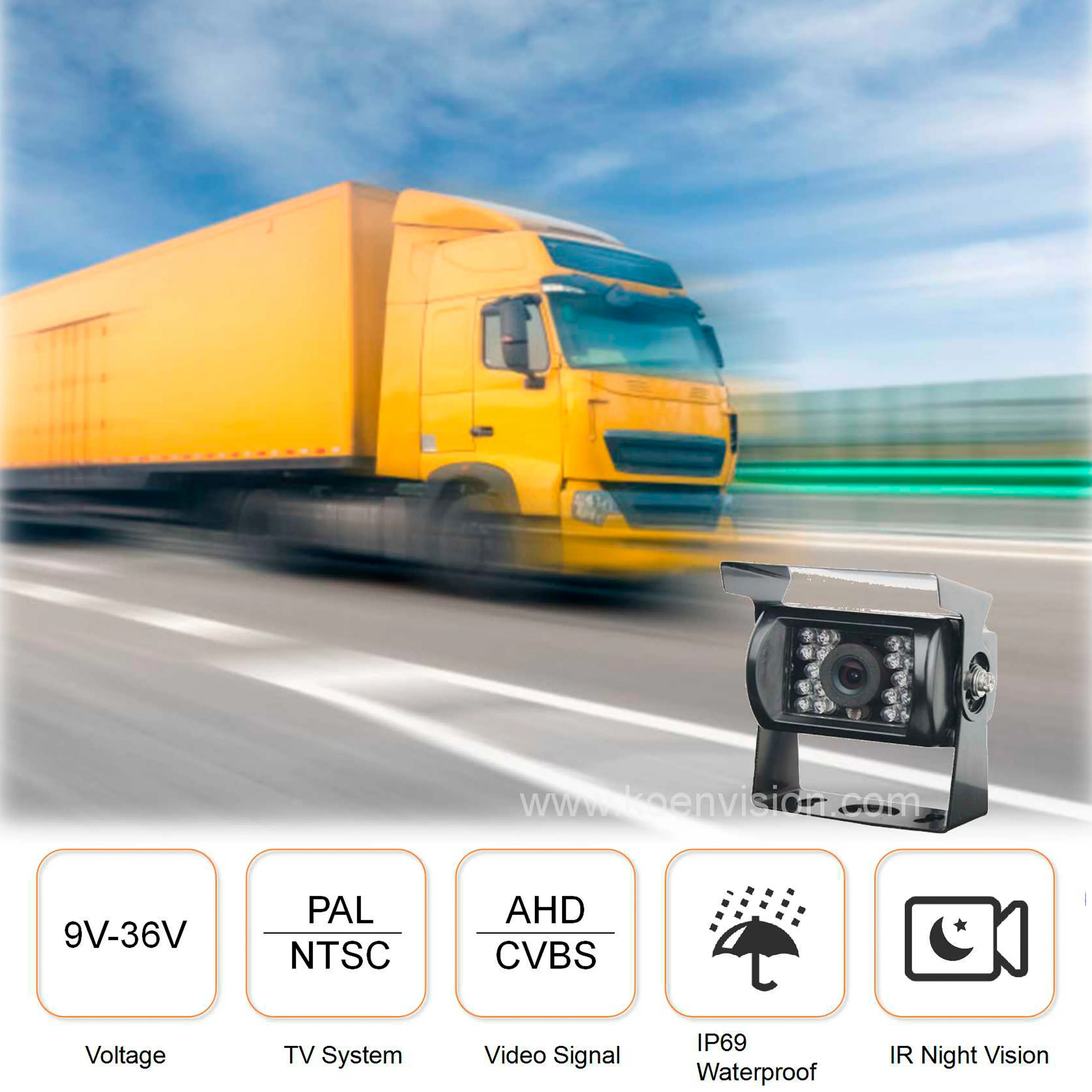 12V-35V Night Vision Waterproof Camera With IR Lights Reverse Camera IP68 Car Truck Trailer Camera