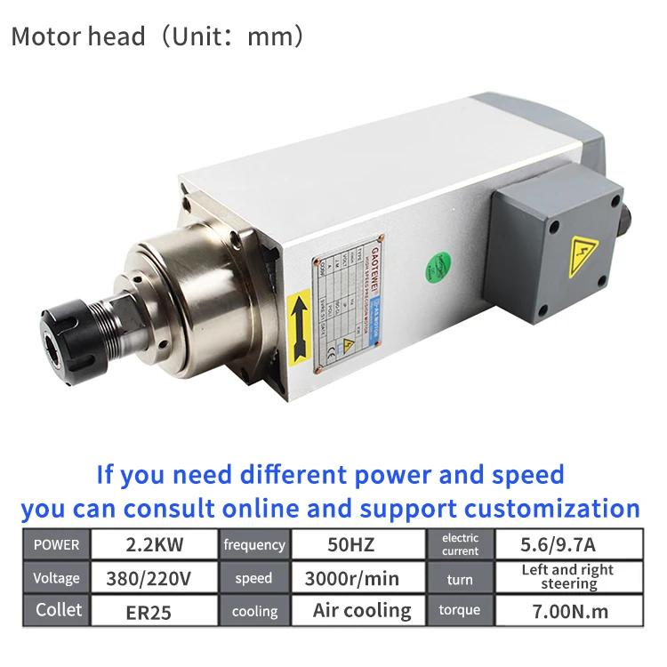 Cheap Price  2.2KW Spindles High Speed 3000rpm/min Cnc Router Spindle Motor for aluminium drill milling