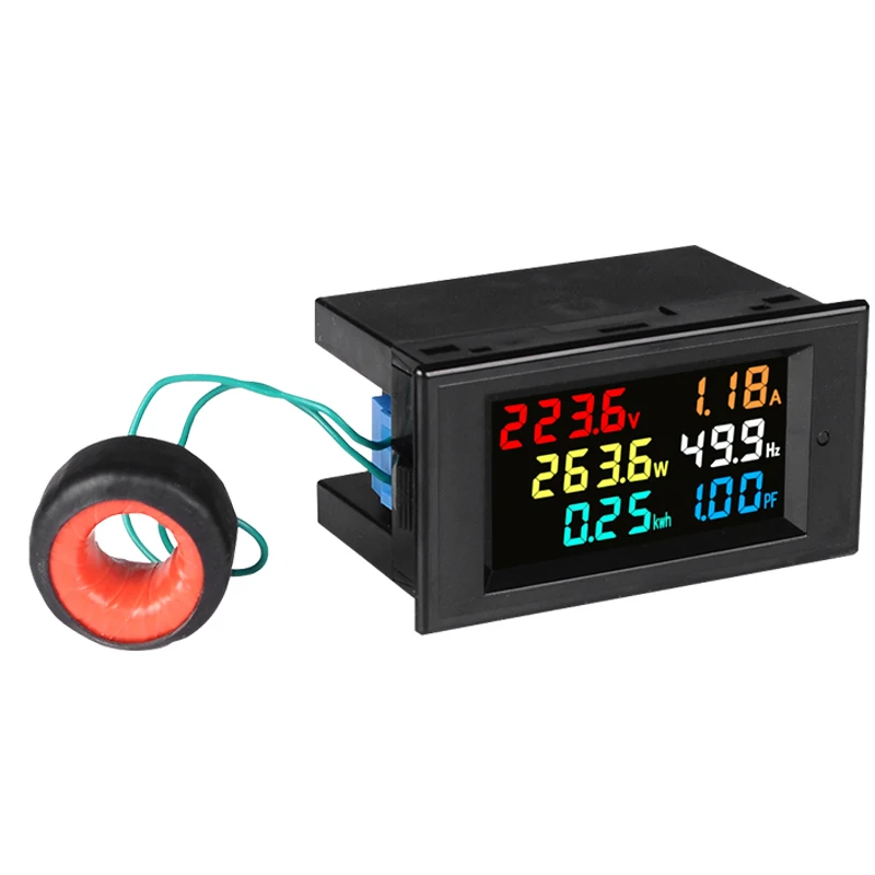 D69-2058 AC Digital Voltage Meter 6in1 AC Digital Monitoring Meter U I P Hz kWh COS AC 80-300V 100A