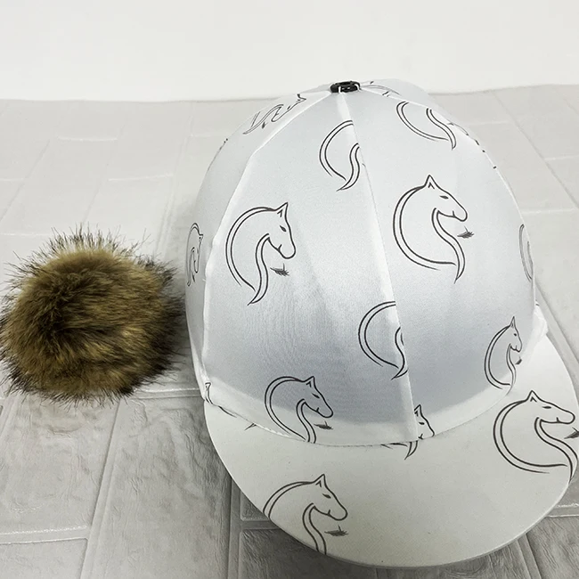 Polyester Elastane Pom Pom Horse Riding Equestrian Helmet Hat Silk Hat Cover