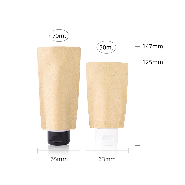 Eco friendly 50 70 ml cosmetic kraft paper tube eye face hand sunscreen bb cream lotion packaging plastic squeeze tube