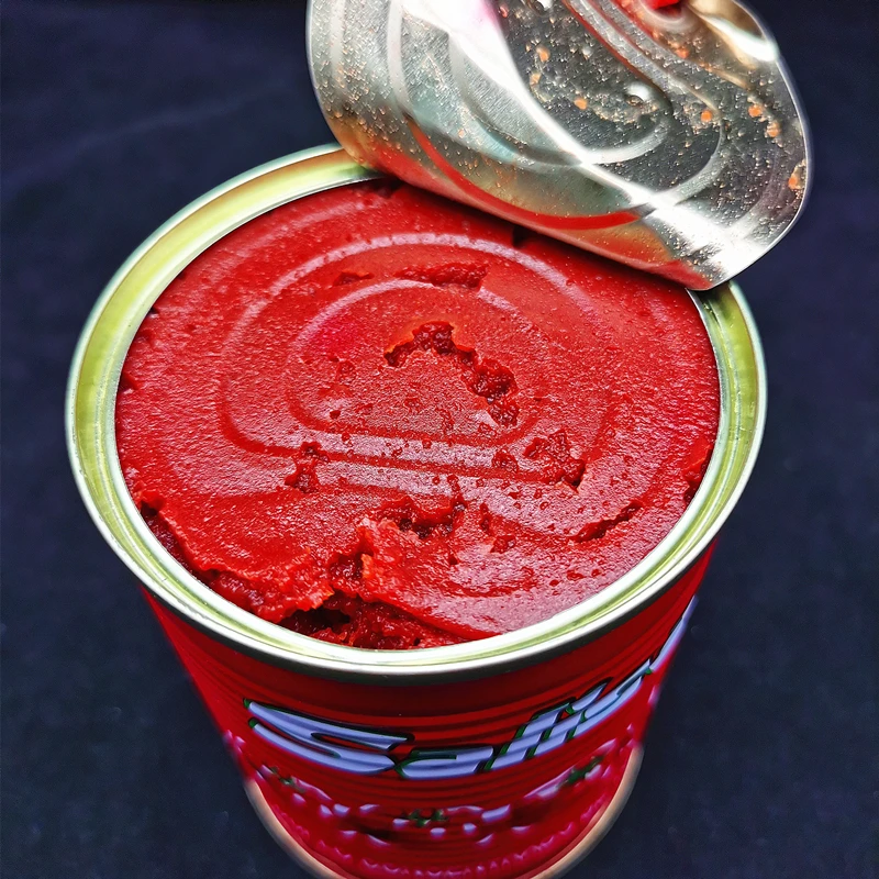 Canned Food 70g 400g 2200g Tin OEM Brand Tomato Concentrate Tin 28-30% Brix Tomato Paste For Halal African Muslim Cook