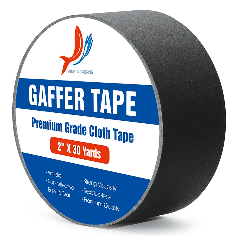 Easy Tear Waterproof Non Reflective Heavy Duty Adhesive Cloth Duct Black Gaffer Tape