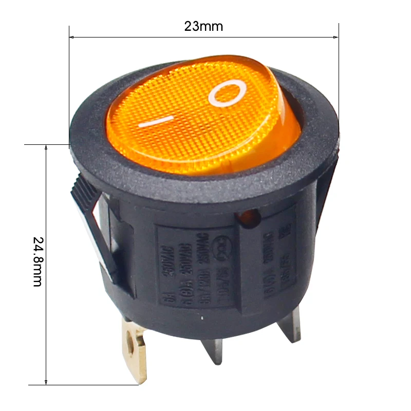 RS601 N011 Round IP65 Waterproof Yacht Car Motorcycle Automobile ON OFF 3 pin Rocker Switch 23mm