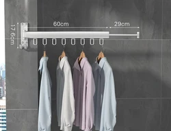 Aluminum Laundry Clothesline Stainless Steel Retractable Cloth Hook Drying Rack Folding Wall Mounted Clothes Hanger Rack