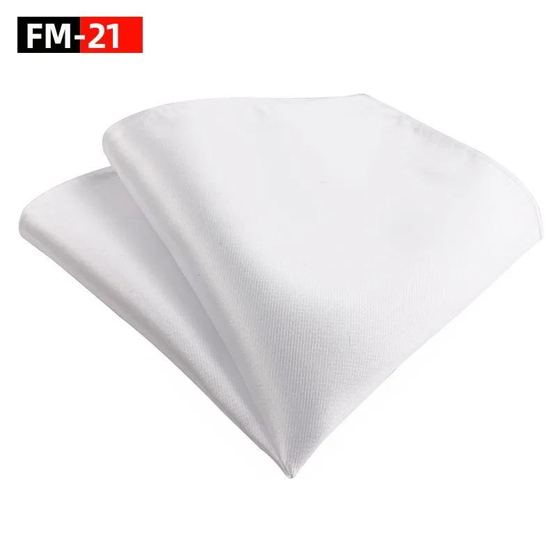 Wholesale White Black Men Handkerchiefs Solid Plain Silk Pocket Square For Men Wedding Party