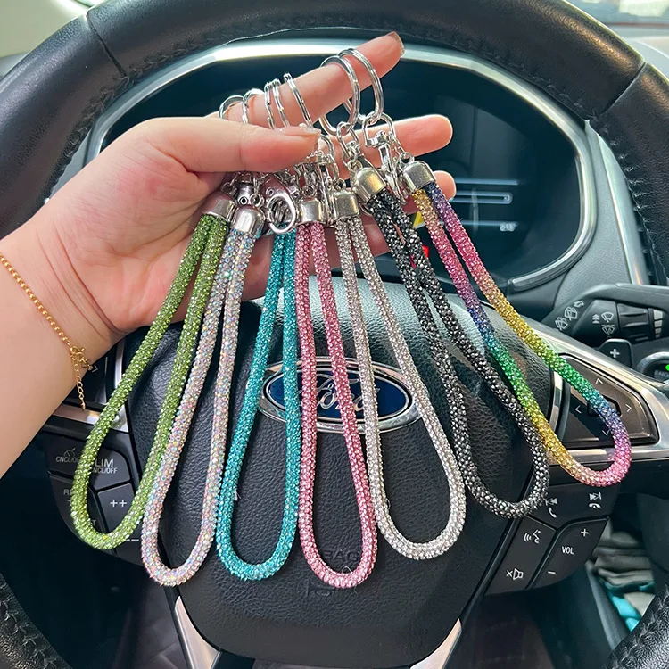 Fantasy Bling Wristlet Lanyard Keychains for Women Rhinestone Wrist Strap for Keys Keychain Wallet Credit Card Cell Phone Holder