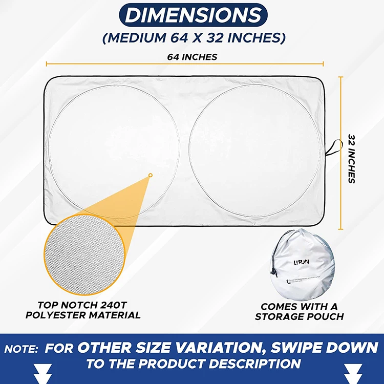 Car Windshield Sun Shade, Reflector Sunshade Offers Ultimate Protection for Car Interior