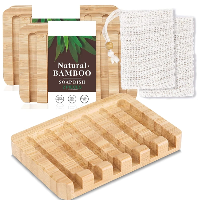 Natural Bamboo Soap Dish Shower Case Holder Container Storage Box For Bathroom Bamboo Soap Box