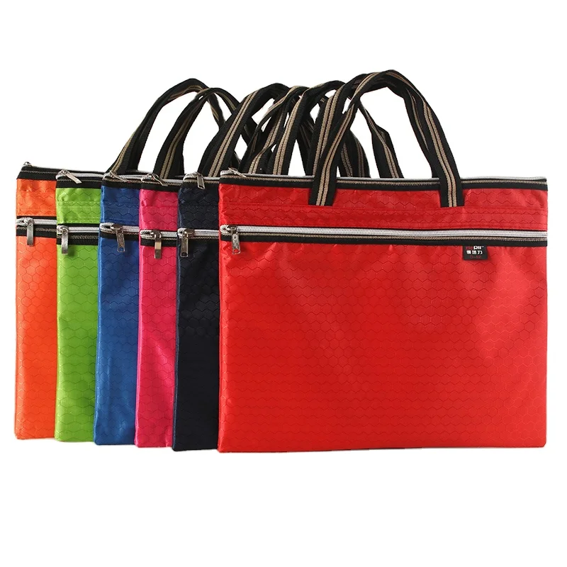 Custom Waterproof Oxford Cloth Casual Zipper Document HandBag Office Handbags For Ladies Women Men Document File Folder Bag