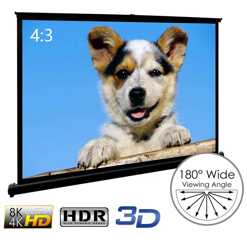 Mini Projection Screen 40inch 1080P (4:3/16:9) Portable Table Screen Desktop Flat projector Screen conference desktop