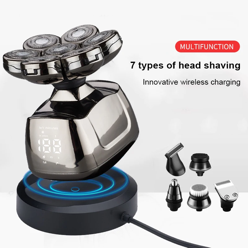 Whole Body Waterproof 7D Electric Shaver Hair Head Shaver Pitbull Silver Pro Electric Razor For Men