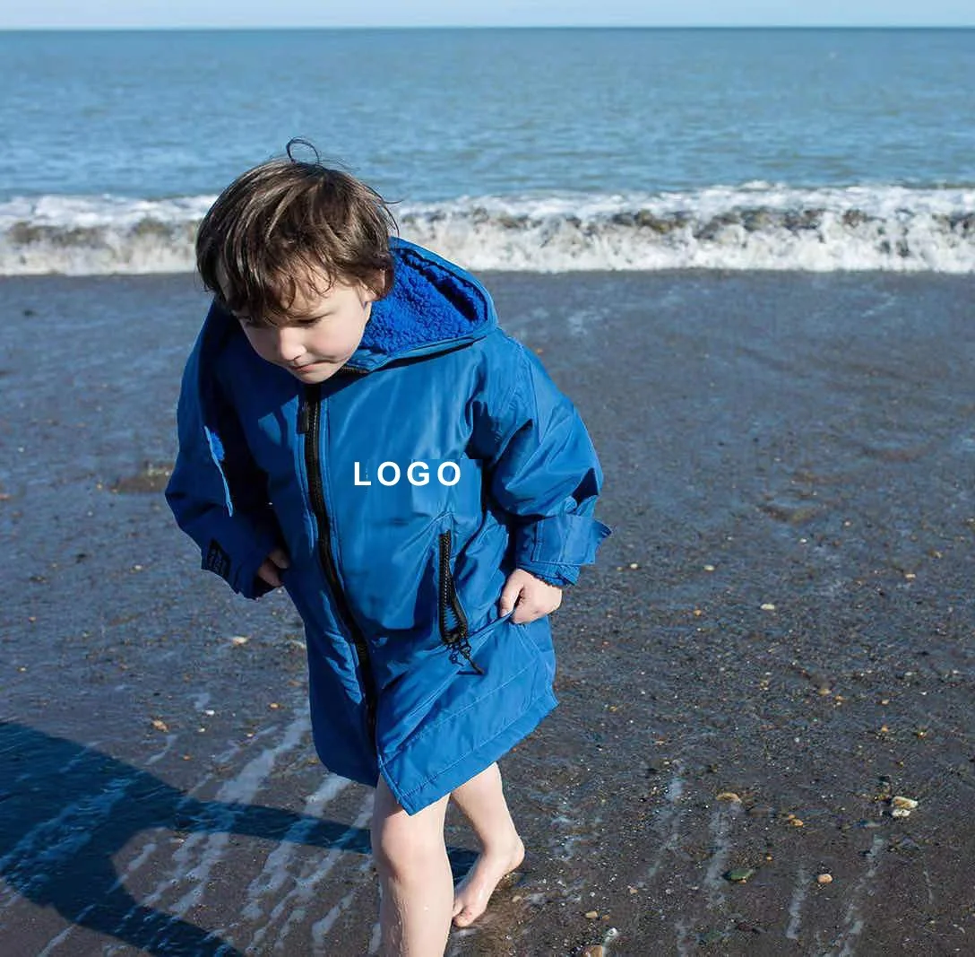 keep warm quick dry waterproof changing kids dry robe sherpa surf swimming poncho robe