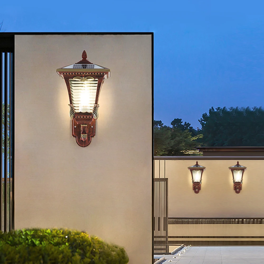 Contemporary Indoor Decoration Waterproof LED Cast Aluminum Solar Post Light Fixture Outdoor Garden Post Pole Mount Wall Lamp