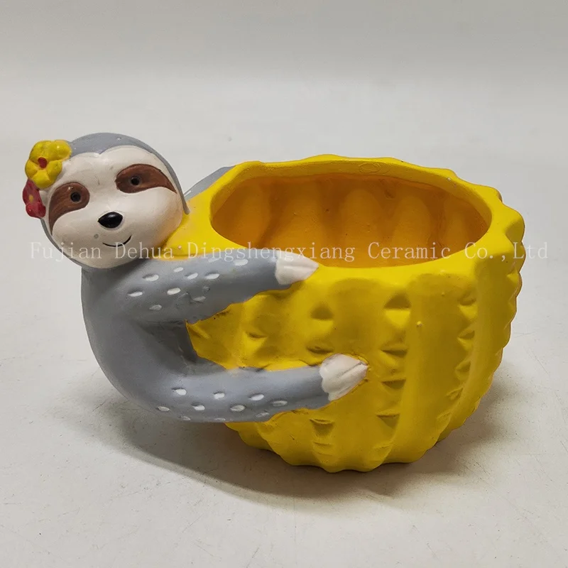Carton Cute Animal Cat Dog Fower Pot Ceramic Planter Garden Succulent Plant Pots