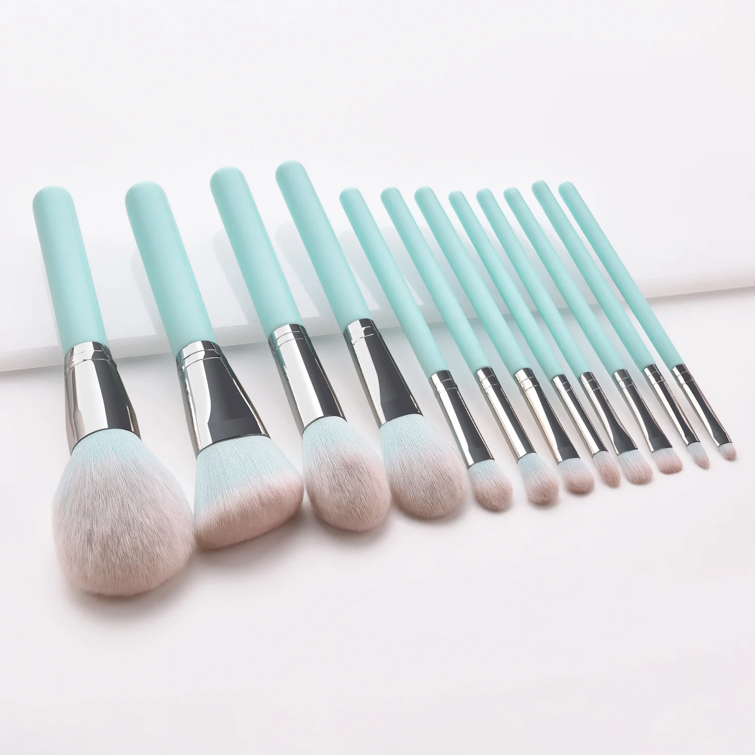 DailyQueen wholesale 7pcsPortable Cosmetic Professional Blending Loose Powder Blush Brushes Tool Kit Blue Makeup Brush with Bag
