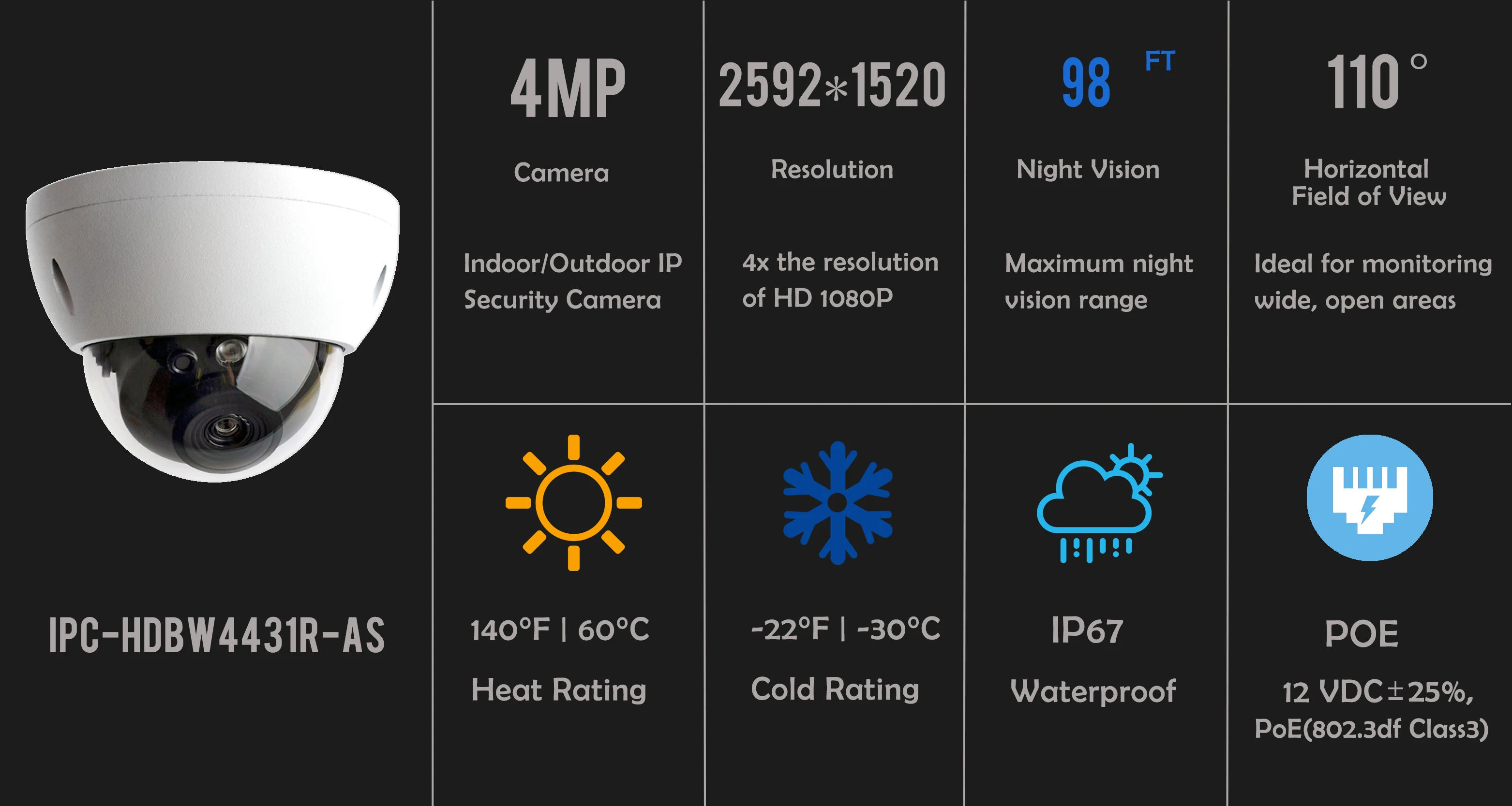 Drop shipping DH 4MP HDBW4431R-AS SD Card Slot IR H265 Network cctv cameras 4megapixel video camera ip dome Home security