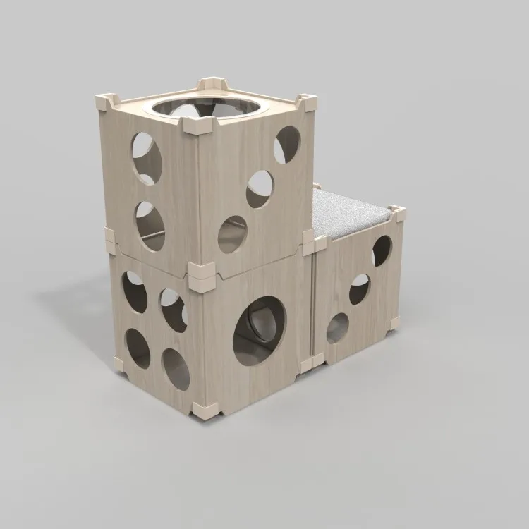 Collapsible diy wooden indoor large small cat tree cube room house for pet dogs houses