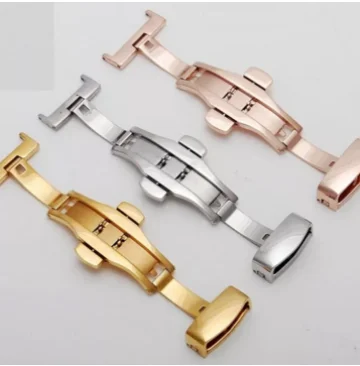 High Quality Stainless Steel Butterfly Deployment Watches Clasp Custom Logo Wristband Fold Watch Buckle With Double Buttons