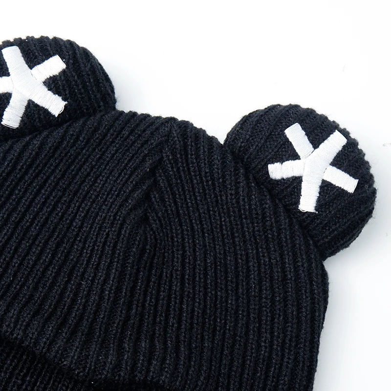 1 hole bear ear balaclava custom acrylic embroidered balaclava riding women mask hat balaclava beanie cap hat