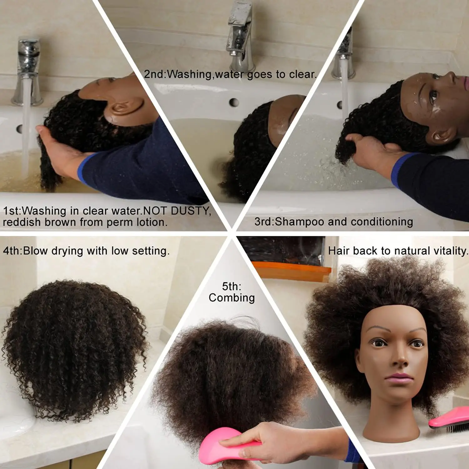 Hair Mannequin Cosmetology Doll Head Tight Curls Hair-styling Practice Head Hairdress Manikin Training Head