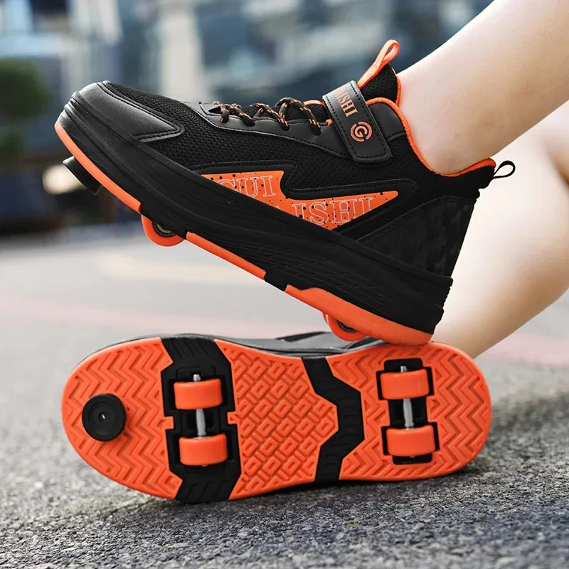 Fashionable Cool Roller Skates for Kids Outdoor Running Sports Summer Winter Spring PU Rubber Insole Synthetic Upper Mesh Lining