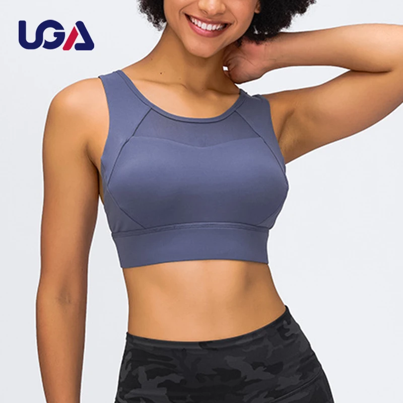 Sports Attire Sexy Gathering Yoga Dance Bra Vest Lady Mesh Patchwork Breathable Fitness Nylon Gym Deportivas Crop Top Bra