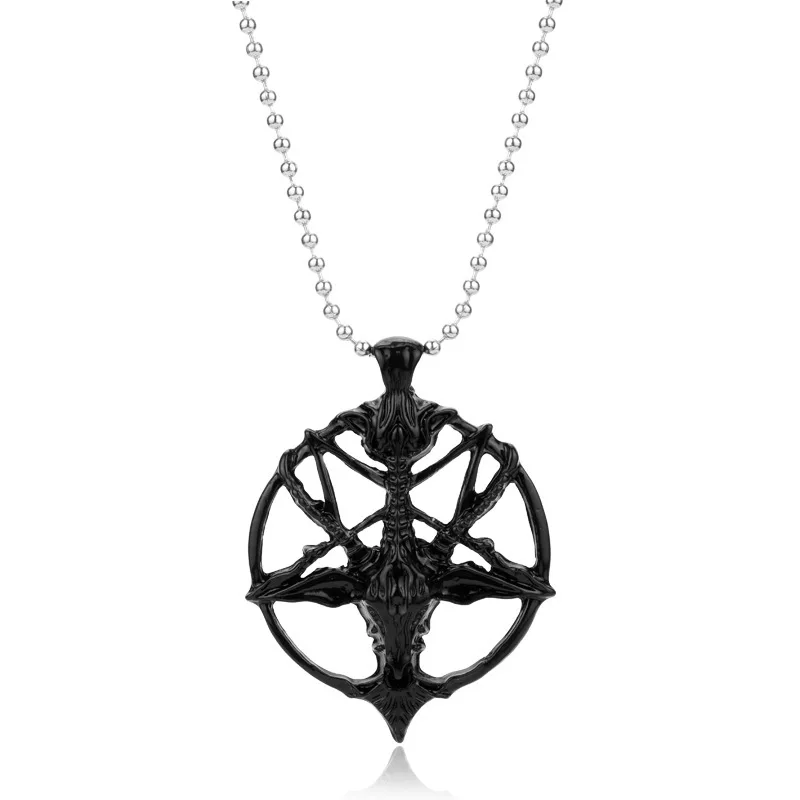 Fashion Viking Pentagon Goat Cow Head Skull Pendant Necklace for Women Men