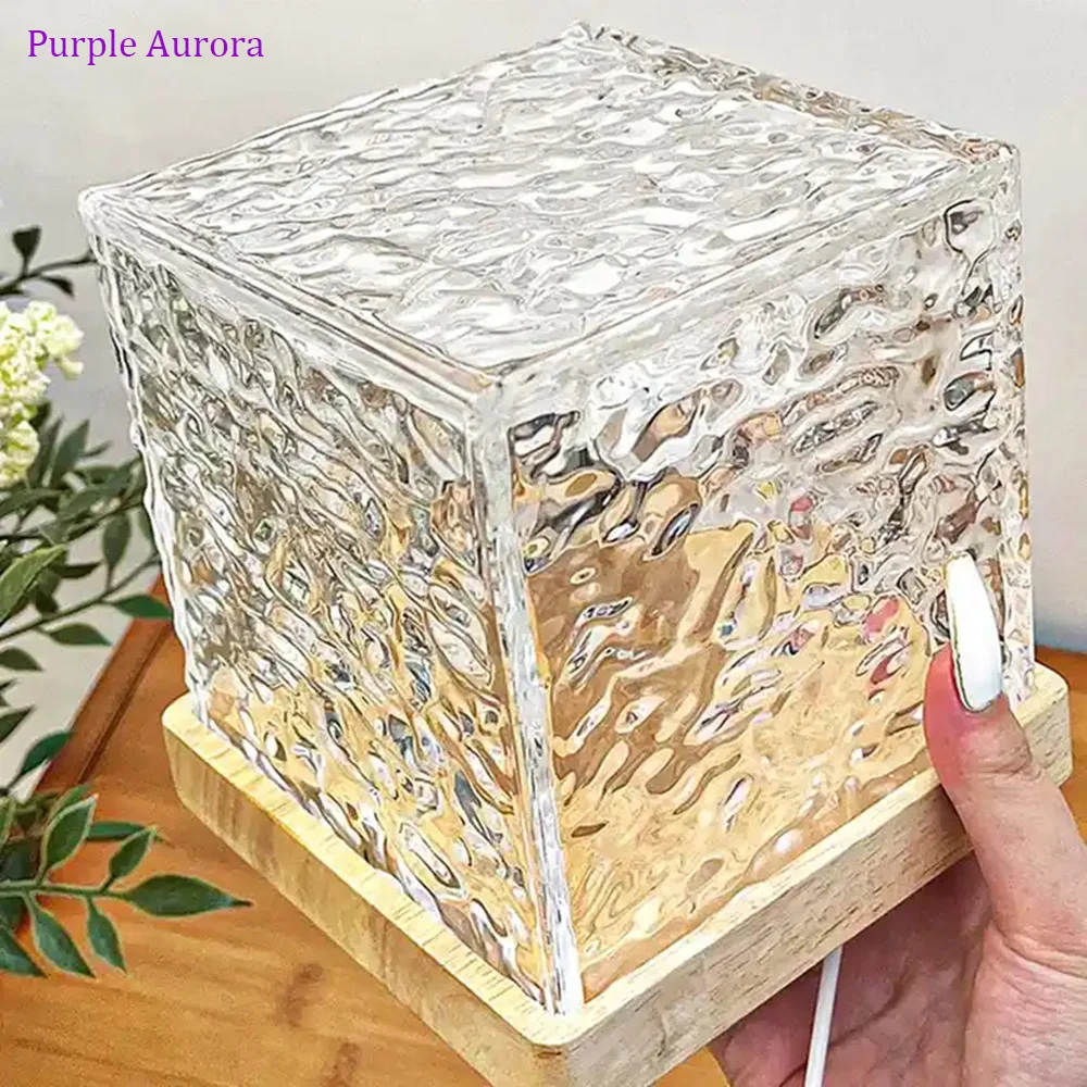 Desk Rotating Water Ripple Pattern Atmosphere Lamp 16 Colors LED Crystal Table Lamp for Decoration Night Light