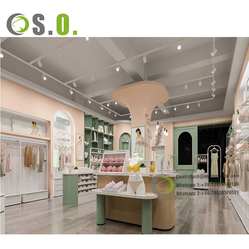 Fashion Underwear Shop Display Stand Gold Stainless Steel Lingerie Display Rack Furniture For Lingerie Store Design