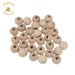 Factory Direct Beech Round Wooden Loose Beads for DIY Craft Making Finished Wooden Ball with Large Hole Custom Size