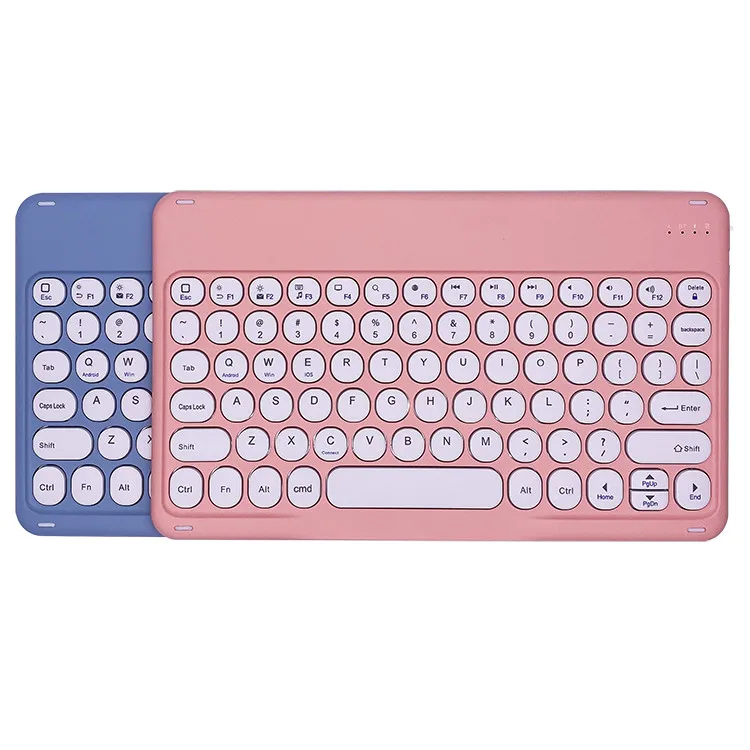 Беспроводная мини-клавиатура с сенсорной панелью мышью 10 дюймов леденцового цвета, Круглый клавиши клавиатуры для ноутбука ПК в подарок для девочек