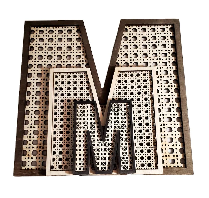 Boho буквы ротанга Имя Знак стена монограмма настенный знак