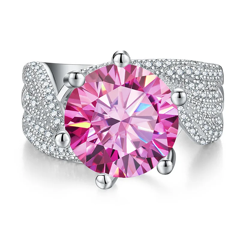 5CT carat Moissanite blue green yellow red colorful Diamond Wedding Ring for Women 925 Silver Moissanite Luxury Jewelry