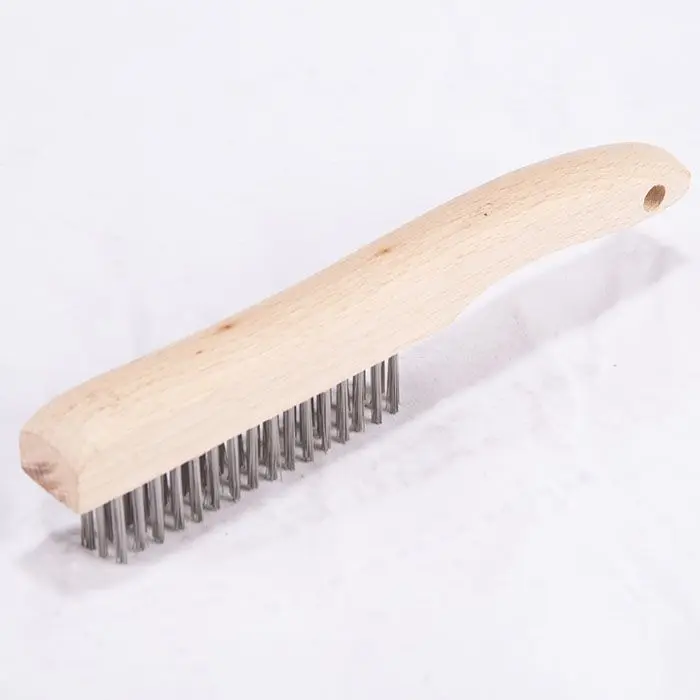 Factory direct wholesale high quality high temperature resistant long Brass brush steel wire brush wooden handle for polishing