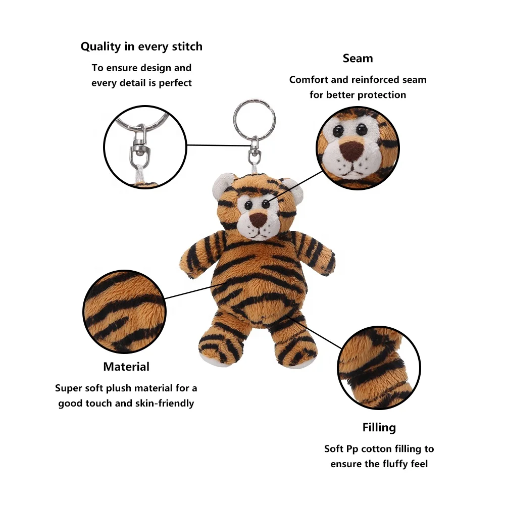 Cute tiger stuffed animal plush soft toy mini baby tiger plush keychain
