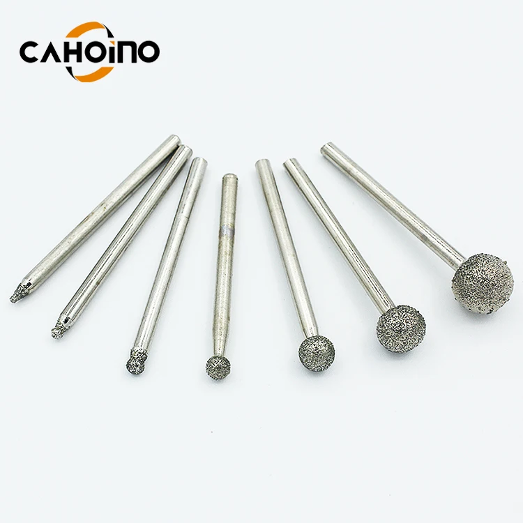 Manufacturer 3MM shank Electroplated  Mounted Points Diamond Grinding Head Coated  Shank a ball  for Dreme