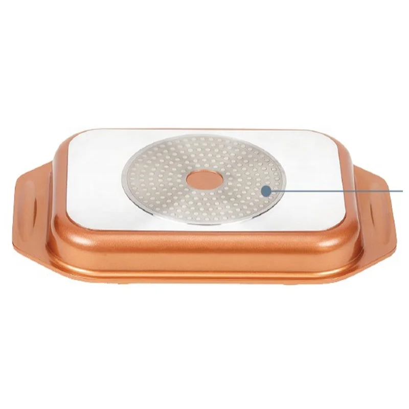 High quality Die Cast Aluminum non-stick Coating Cookware Pot Chicken  Roaster Fish Cooking pan With Glass Lid