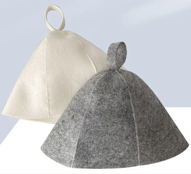 Wholesale Japan Sauna Banya Sweat Available Wool Felt Sauna Bucket Hat with Hanging Hoop Custom Logo