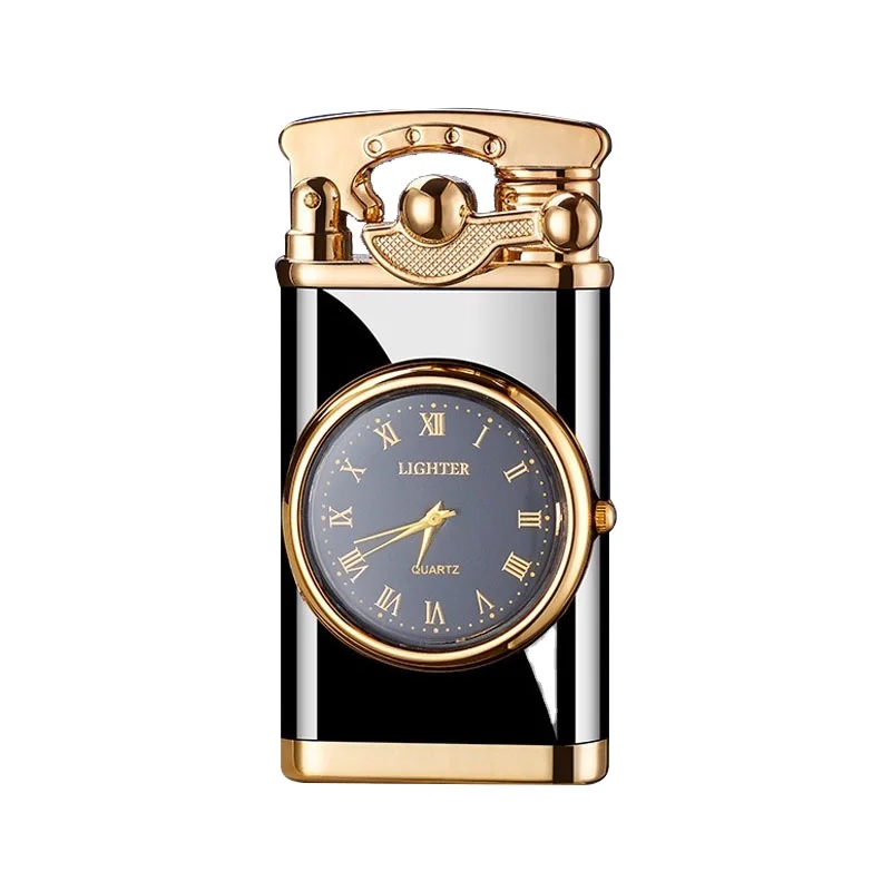 New Tiktok Internet celebrity Real clock dial rocker arm straight flush windproof lighter gifts for boyfriend trend