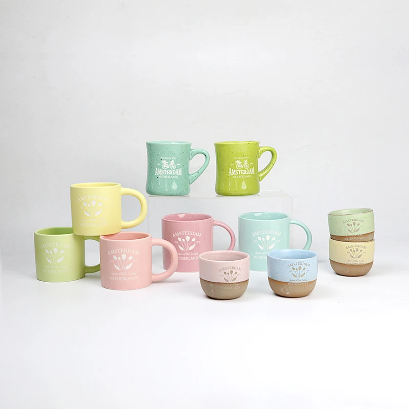 Creative retro simple tea cup Japanese style rough pottery handmade ceramic matte kiln cup set without handle