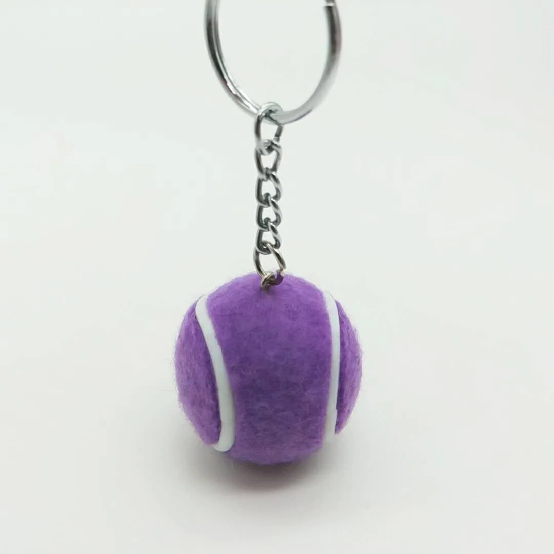 Wholesale custom cute 3d fur tennis ball key chain with logo