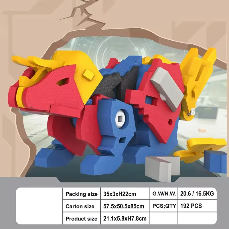 New product 35pcs diy children puzzle game hot sale assembly 3d puzzle dinosaur armour model puzzle foam
